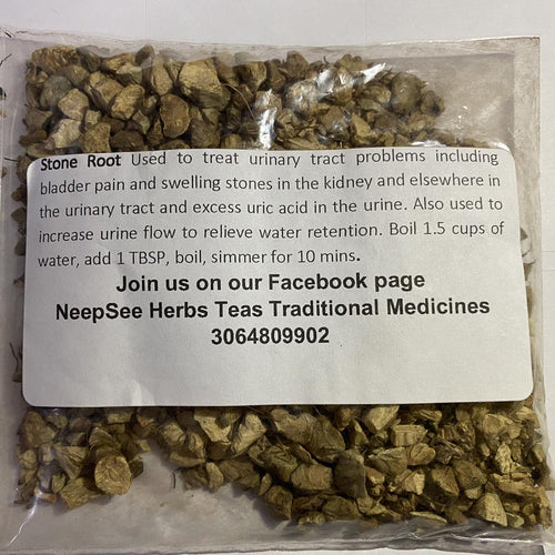 Buy high-quality natural Stone Root 20 grams online in Canada from NeepSee Herbs, Teas, and Traditional Medicines.